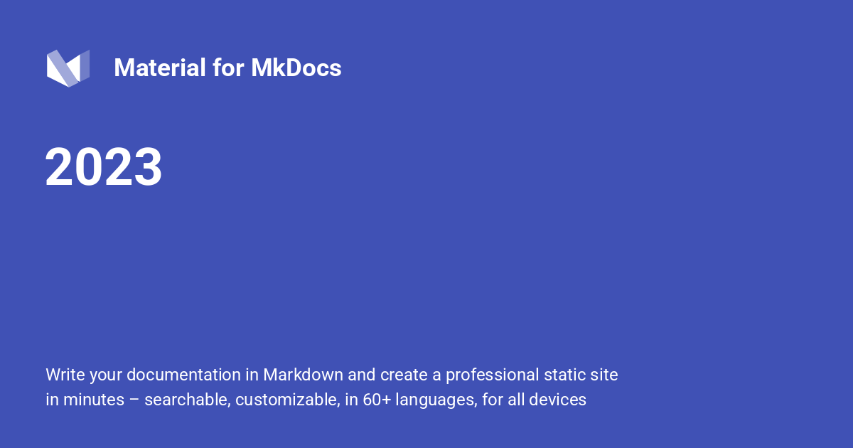 2023 - Material for MkDocs