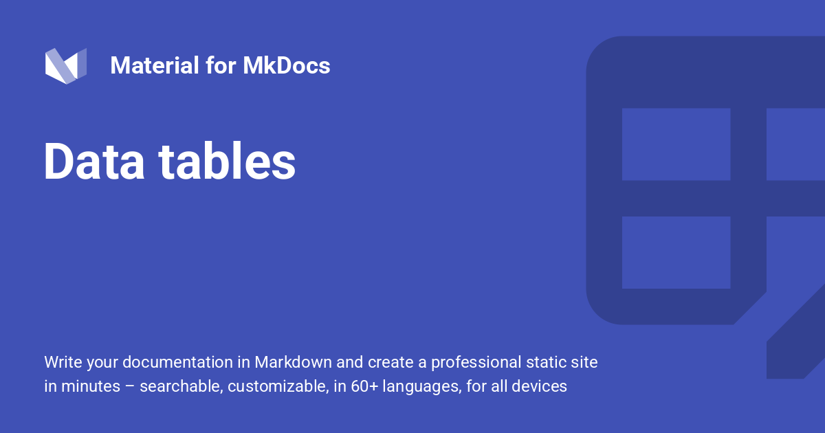 Data tables - Material for MkDocs